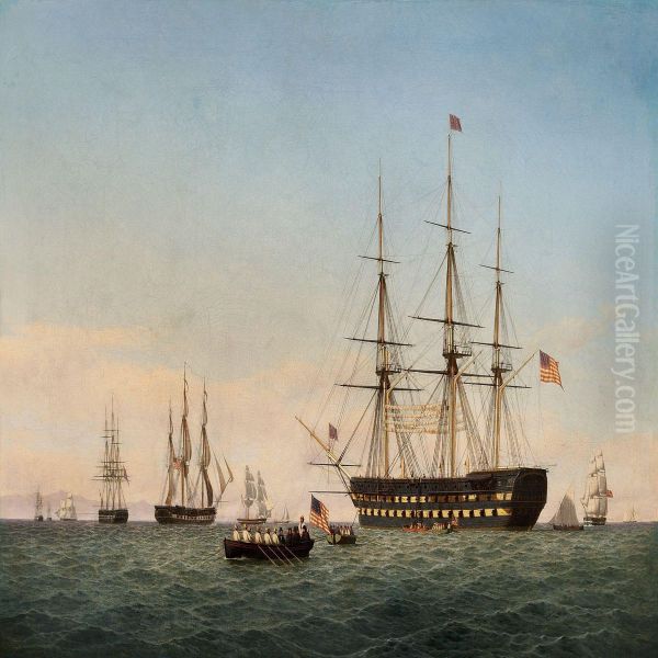 Seascape With An American Ship Of The Line - view 1
