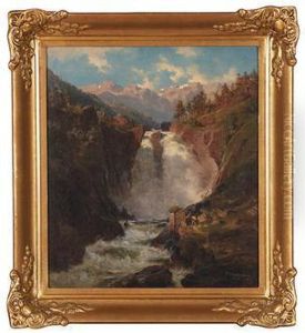 Fosselandskap Med Kvernhus Og Figur by Johan Frederick Eckersberg