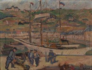 Segelboote Im Hafen Mitpersonenstaffage In Der Provence by Robert Eckert