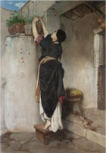 Woman Arranging Flowers by Ioannis Economou