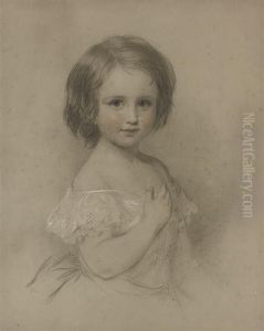 Portrait Of A Young Girl, Half-length, In A White Dress(illustrated); And Portrait Of A Girl, Half-length, With Her Handsresting On A Sofa by Eden Upton Eddis