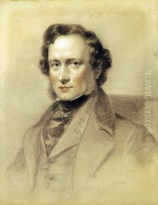 Portrait Of A Young Dark Haired Gentleman, Seated Wearing A Blackstock, Collared Jacket by Eden Upton Eddis