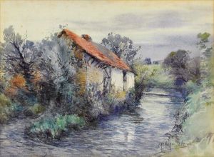 Pair Of Landscapes With Cottages by Frederick Charles Vipont Ede