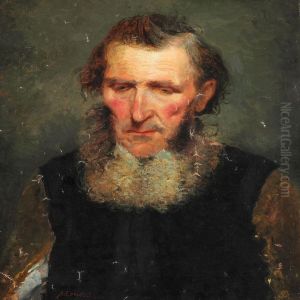 An Old Man With A Grey Beard Deep In Thought by Albert Edelfelt