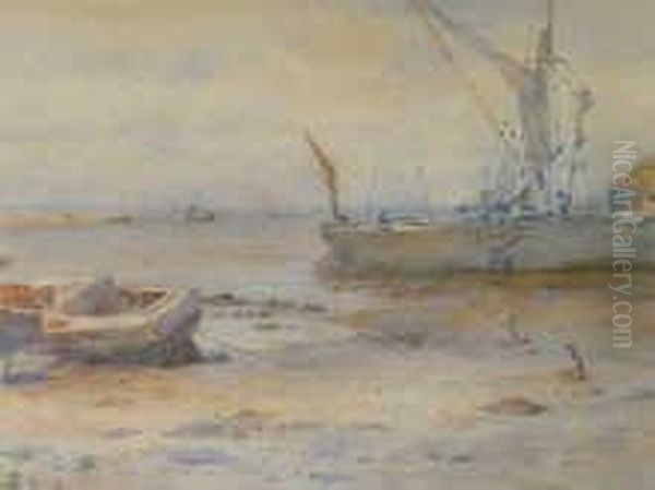 Fishing Boats In An Estuary At Low Tide - view 1