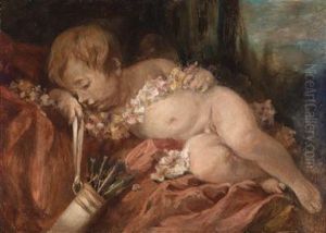 Putti With Festoons by Gyula Eder