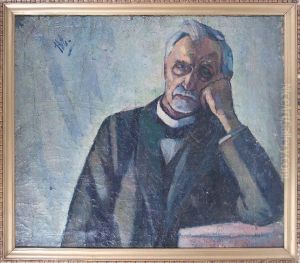 Portrat Eines Nachdenklich Schauenden Alteren Herrn. by Hans Eder