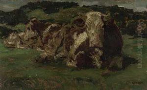 Liegende Kuhe Auf Der Weide by Carl Ederer