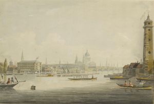 View Of The River Thames, London by John William Edge