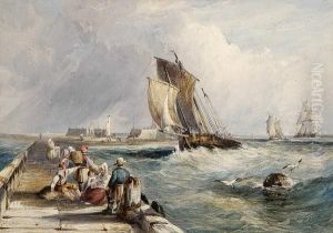 Ships Entering Harbour And The Quay At Ardrossan