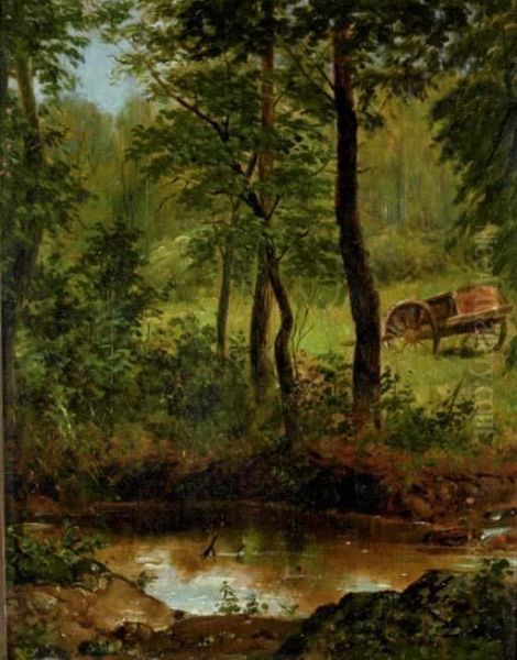 Forest With Pond And Cart - view 1