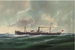 The General Cargo Steamer Agenoria At Sea The General Cargo Steamer Agenoria At Sea