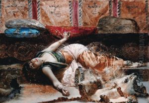 Odalisque Au Tambourin by Edouard Frederic Wilhelm Richter
