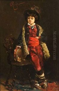 Jeune Homme Au Tambourin, 1876. by Edouard Frederic Wilhelm Richter