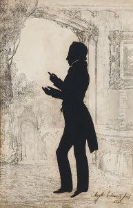 A Silhouette Of A Gentleman, Full-length, In Interior Setting, Profile To The Left, Wearing Frock Coat, Waistcoat, Chemise And Cravat. by Augustin Amant Constant Fidele Edouart