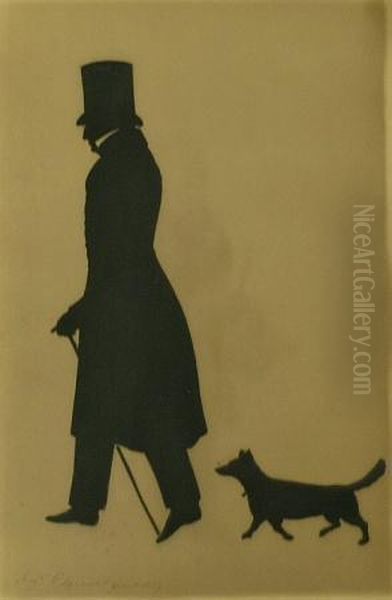Silhouette Of A Gentleman And His Dog - view 1