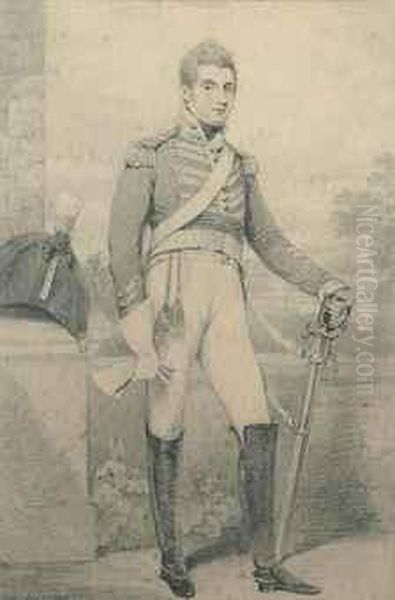 Portrait Of Sir Southerton Branthwayt Peckham Mickelthwaite, Bt.,small Full-length, Standing By A Pillar, In The Uniform - view 1