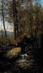 A Woodland Stream by Aaron Allan Edson