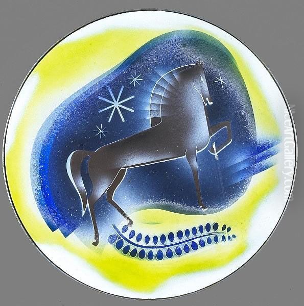 An Art Deco Stenciled And Enameled Tabletop. - view 1