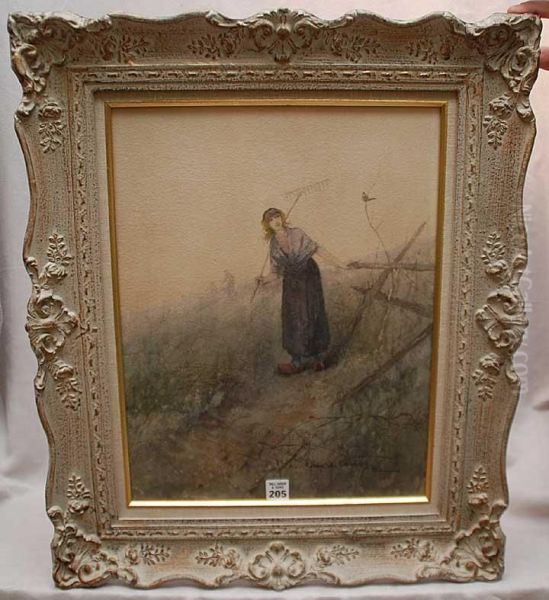 Dutch Maiden Working In Fields - view 1
