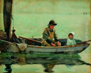 Fishing On The Lake / A Monhegan View by George Wharton Edwards