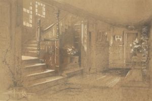 Hall And Stairway Of The Samuel Gray Ward House, Lenox, Ma. Signed And Dated Lower Left Edwards. by George Wharton Edwards