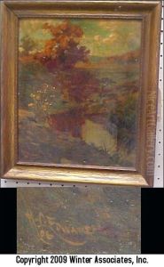 Autumn Landscape Featuring Winding Stream by Harry C. Edwards