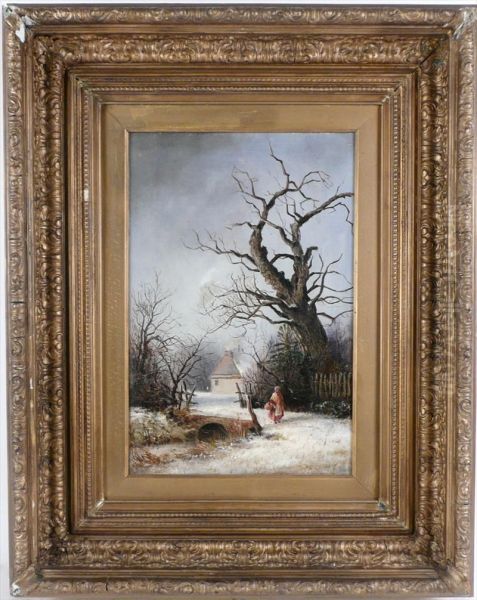 Winter Scene With Peasant - view 1