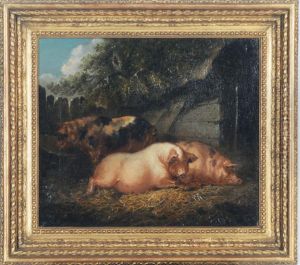 Pigs Resting In A Barn by Sydenham Teast Edwards
