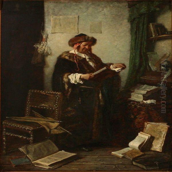 Baroque Interior With A Reading Gentleman - view 1