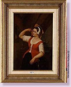 Jeune Fille Devant Son Miroir by Victor Eeckhout