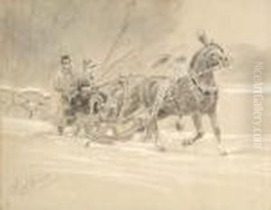 Lady On A Horse-drawn Sledge