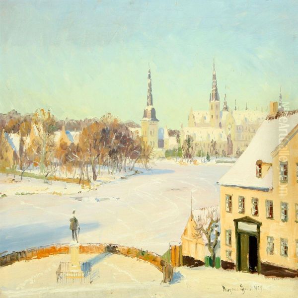 Wintry Scenery Fromhillerod With Frederiksborg Castle In The Background - view 1