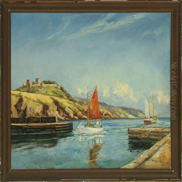 Habour Scenery Frombornholm With Hammershus In The Background - view 1