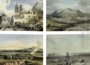 Plaza De San Diego, Ciudad De Guanajuato; Ciudad De Guadalajara; Ciudad De Zacatecas And Veracruz Y El Castillo De San Juan De Ulloa by Daniel Thomas Egerton