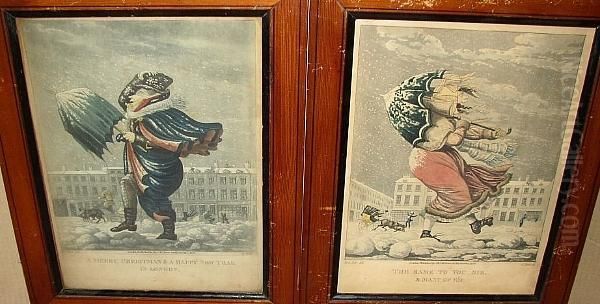 A Merry Christmas And A Happy New Year In London; The Same To You Sir, & Many Of E'm, Aquatints By G. Hunt On Wove, Hand Coloured And Published Thos Mclean 1827 - view 1