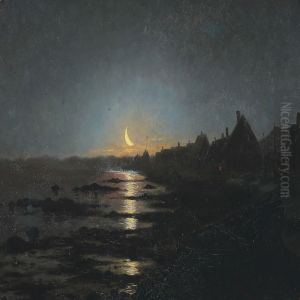 Moon Light Coastel Scenery by Johan Peter Eggers