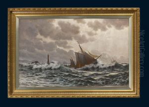 Segelboote Auf Sturmischer See by Johan Peter Eggers