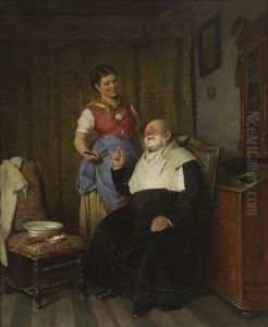Pfarrer Bei Der Morgendlichen Rasur by Sigmund Eggert