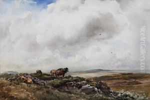 Horses On A Moorland Landscape by Wycliffe Egginton
