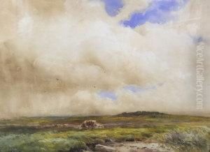 Cattle In A Windswept Landscape by Wycliffe Egginton