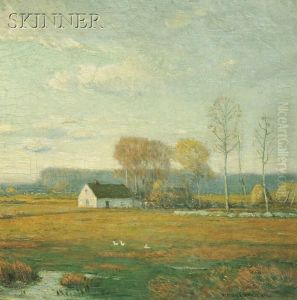 Late Afternoon Landscape With Haystacks by Benjamin Eggleston