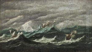 Sailing Vessels In Choppy Waters by Egidius Linnig