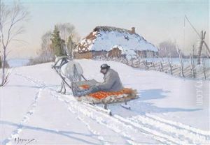 Returning Home With The Sledge by Andrei Afanas Evich Egorov