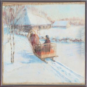 Sled Driving In Russia At Winter Time by Andrei Afanas Evich Egorov