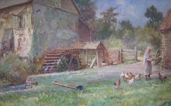 Woman Feeding Chickens - view 1