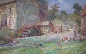 Woman Feeding Chickens by Ernest Herman Ehlers