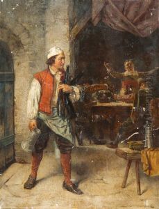 Wirt, Den Arm Voller Weinflaschen