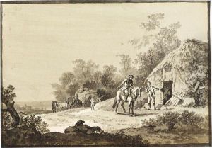 Reiter Vor Einer Hutte by Carl Gottlob Ehrlich