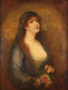Young Lady With Roses by Felix Ehrlich
